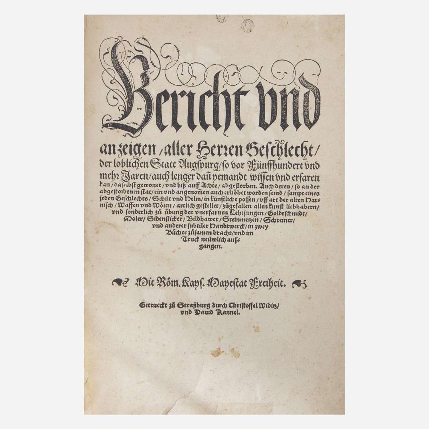 [Military History] (Mair, Paul Hector) Bericht und anzeigen aller herren geschlecht der loblichen Statt Augspurg...