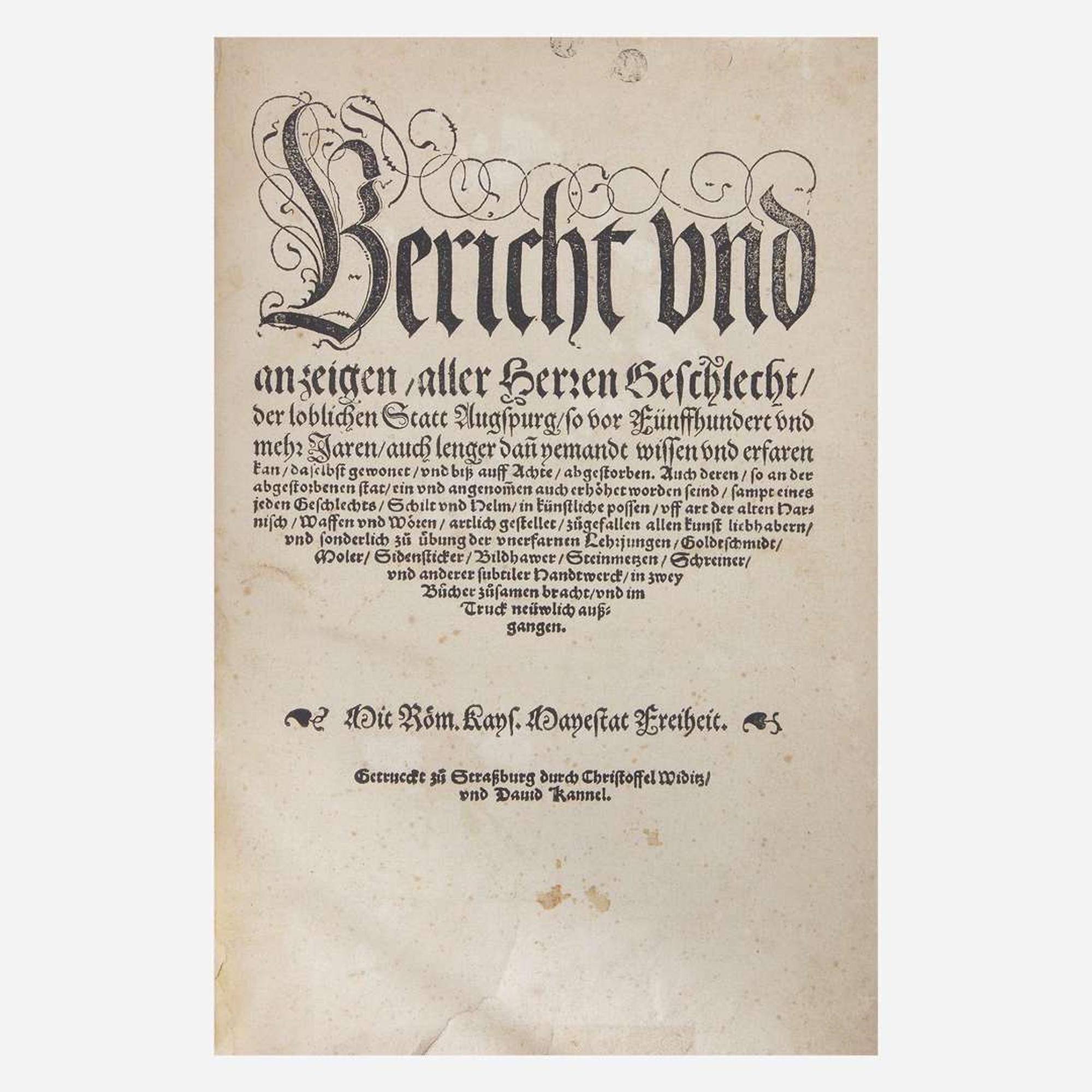 [Military History] (Mair, Paul Hector) Bericht und anzeigen aller herren geschlecht der loblichen Statt Augspurg...