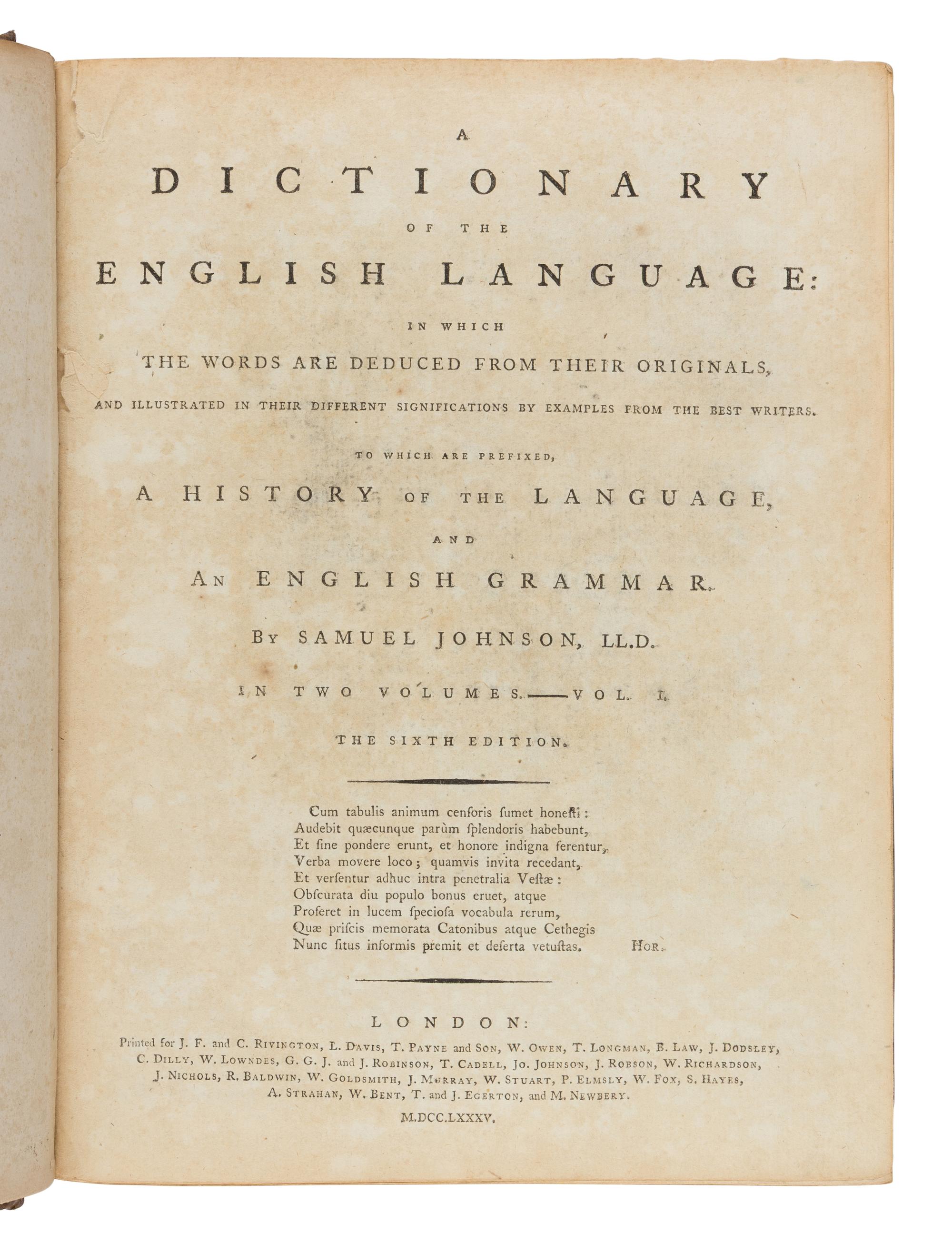 [Literature] Johnson, Samuel. A Dictionary of the English Language