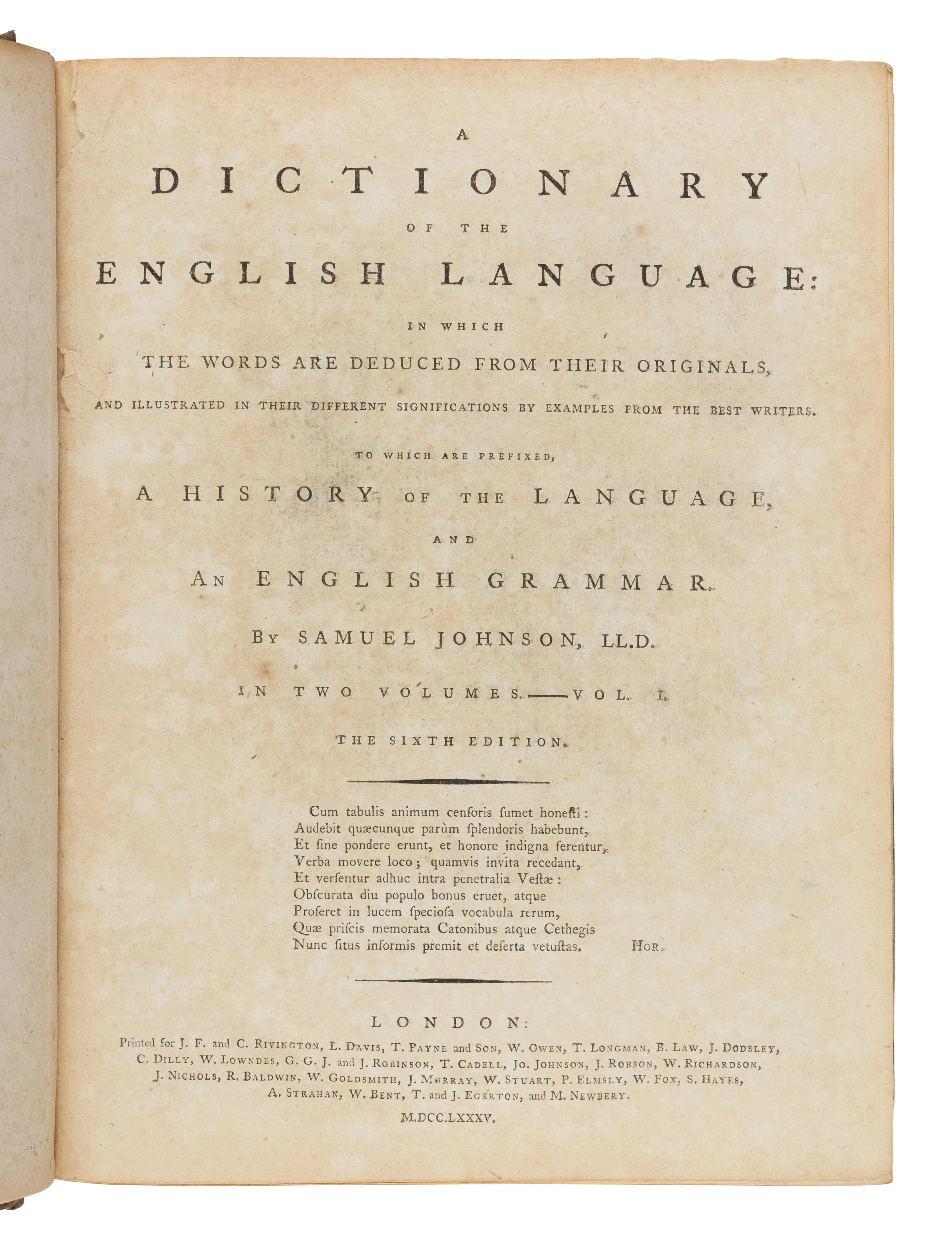 [Literature] Johnson, Samuel. A Dictionary of the English Language