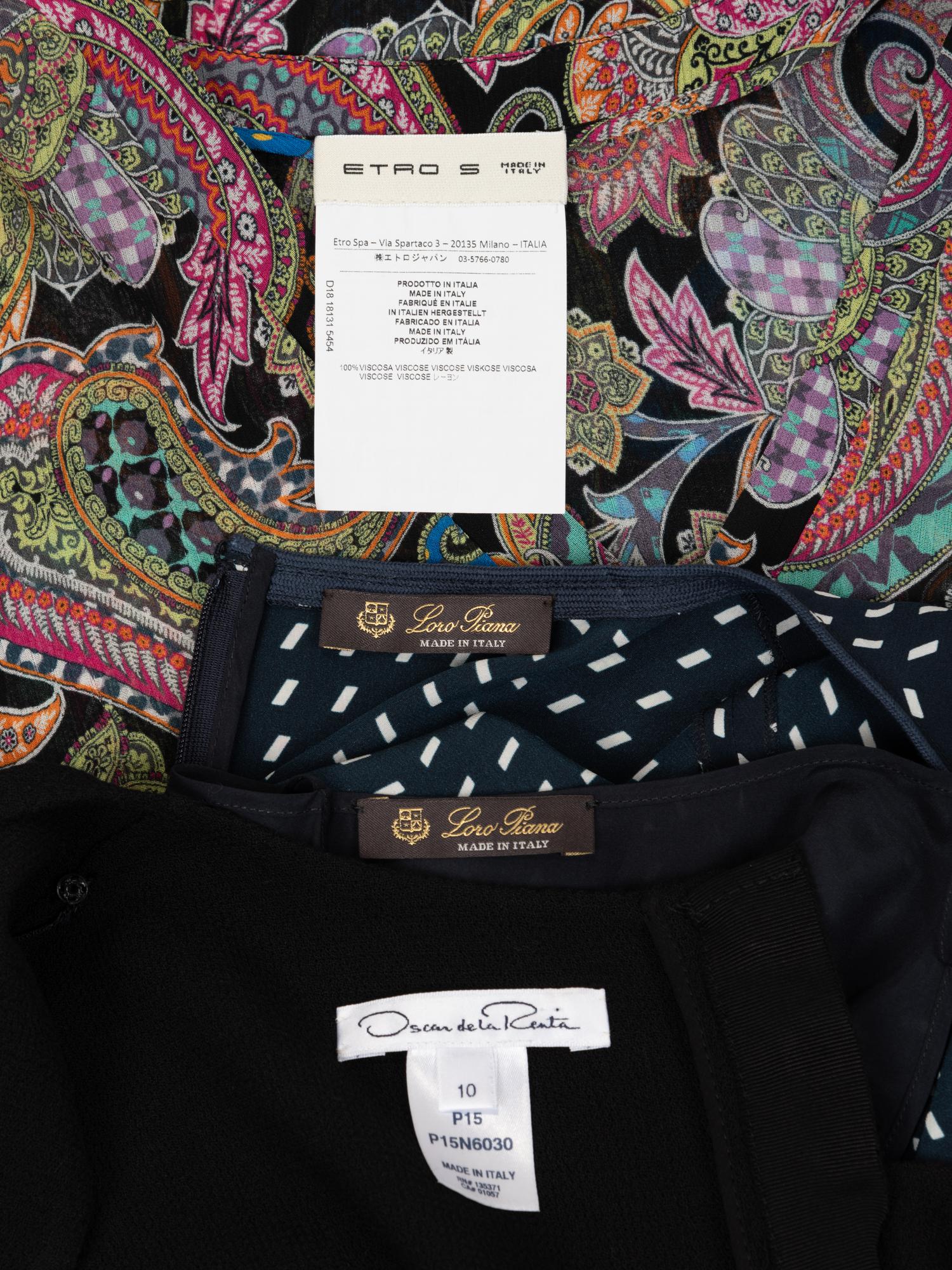 Three Designer Dresses: Etro, Loro Piana, Oscar de la Renta, 2000-20s