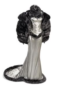 Thierry Mugler Silver Evening Ensemble worn in Ebony Fashion Fair, 1990s
