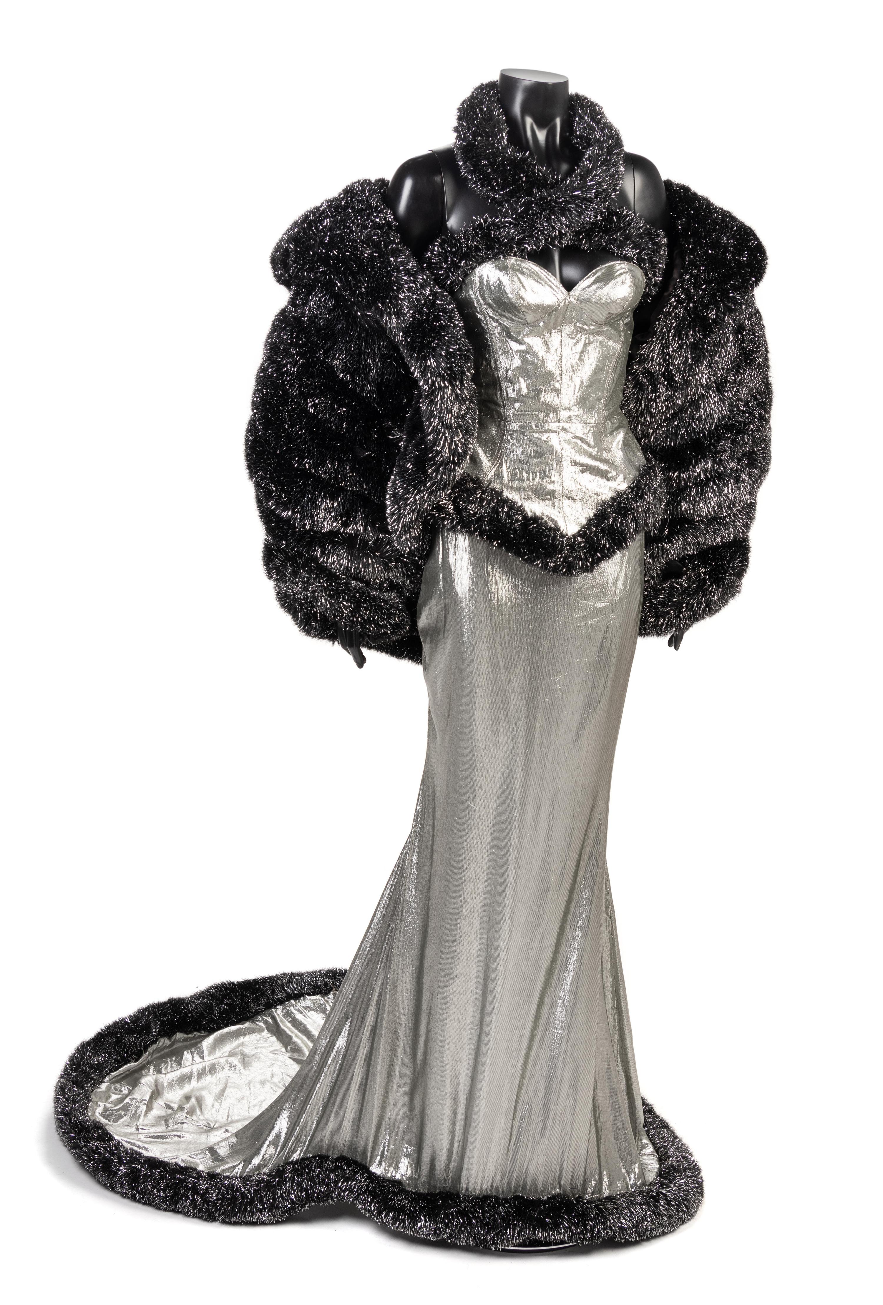 Thierry Mugler Silver Evening Ensemble worn in Ebony Fashion Fair, 1990s
