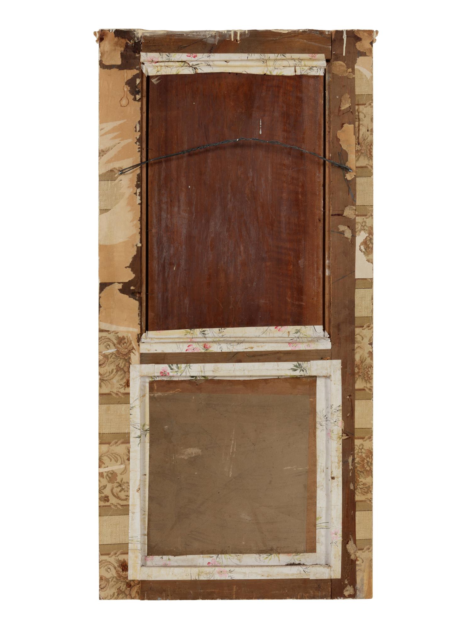 A Louis XVI Style Painted and Parcel Gilt Trumeau Mirror