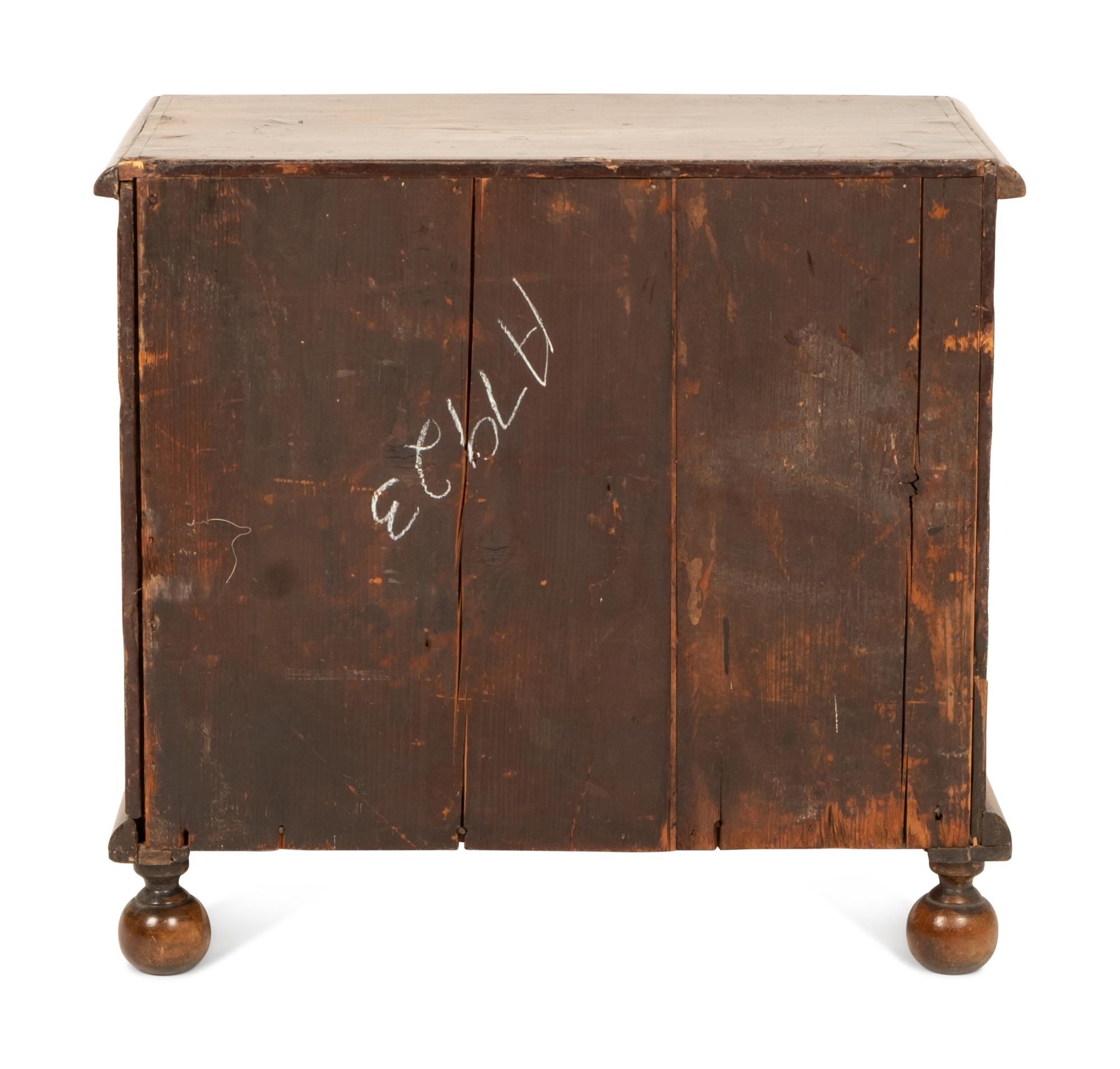 A Miniature Burl Walnut William and Mary Chest