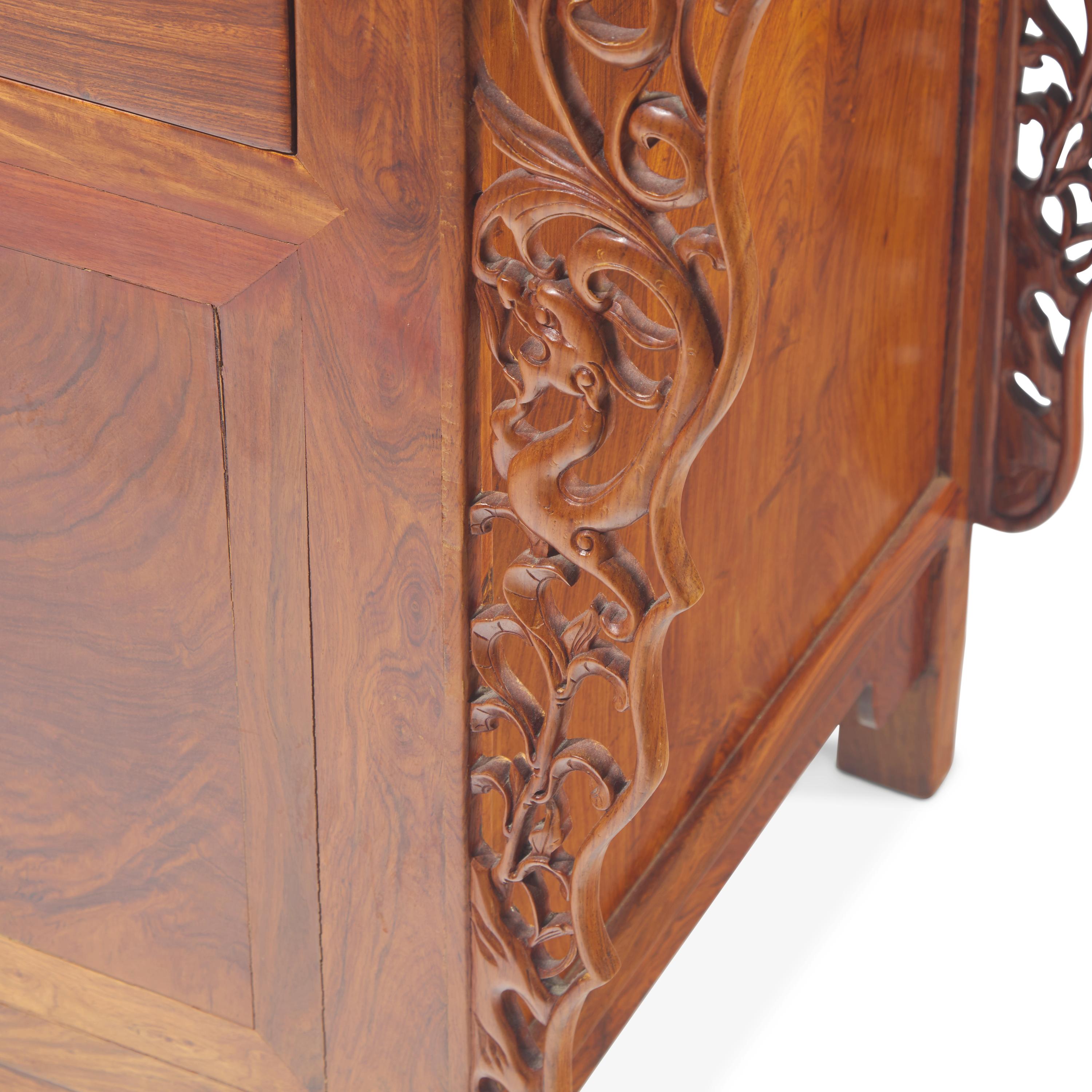 A Chinese Huanghuali and Hardwood Coffer Cabinet, 20th Century — 近代 黃花梨拼硬木翹頭二連櫥