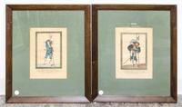 A Pair of Handcolored Engravings. 8 1/2 x 6 inches.