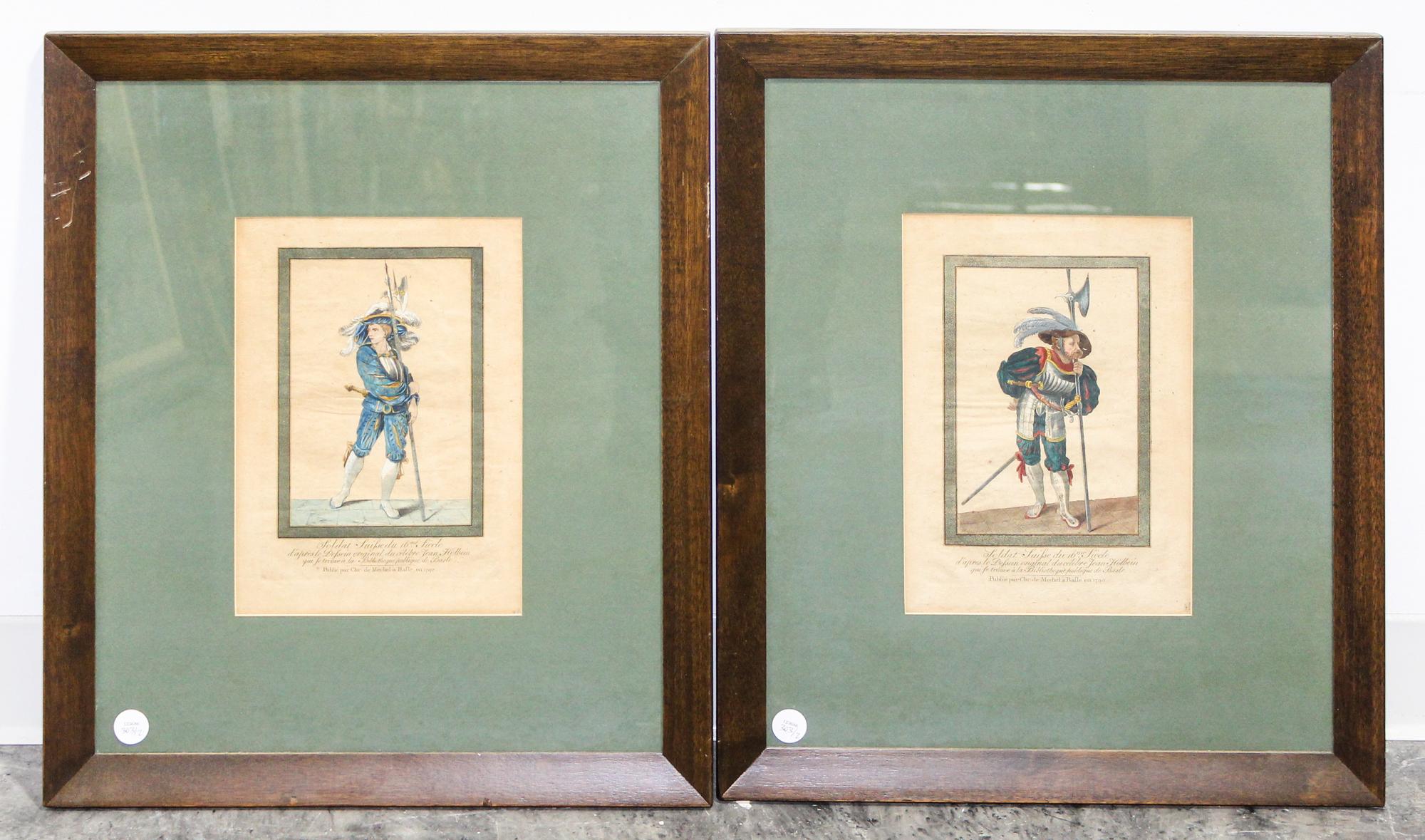 A Pair of Handcolored Engravings. 8 1/2 x 6 inches.