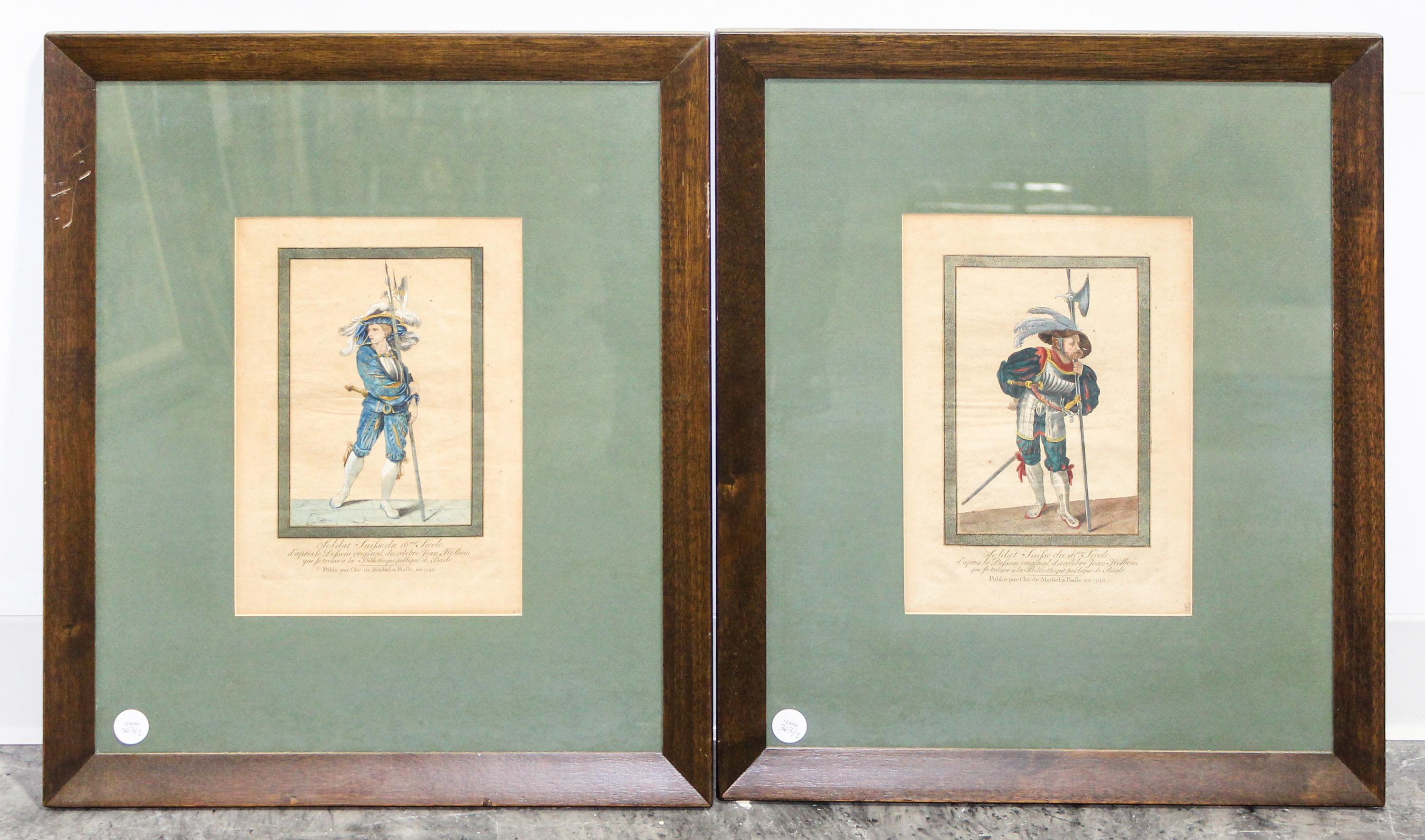 A Pair of Handcolored Engravings. 8 1/2 x 6 inches.