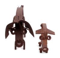 Two American Wrought Iron Pigs