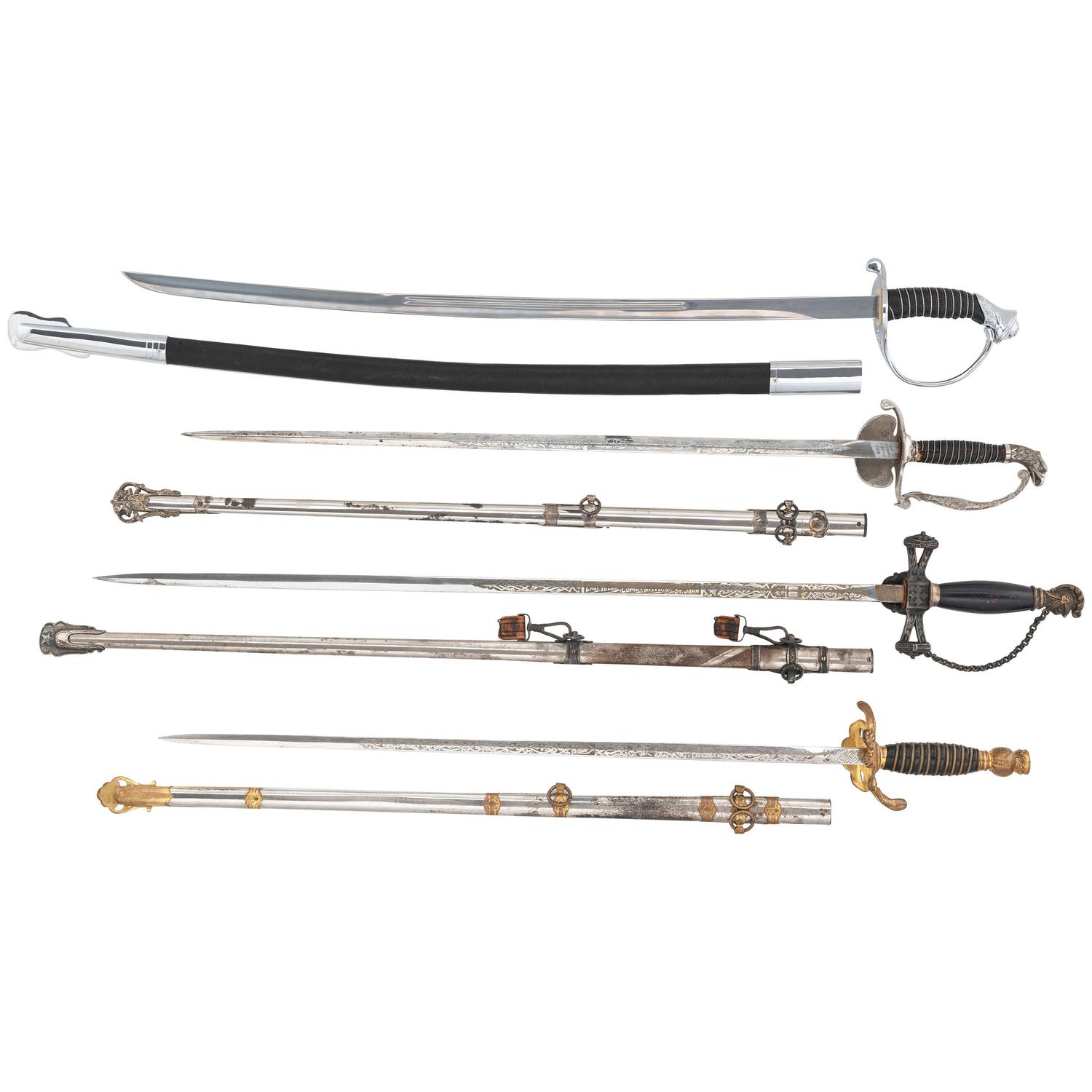 Lot of 4 Fraternal Organization Swords