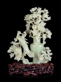 A Chinese Carved Celadon Jade Flower Vase
