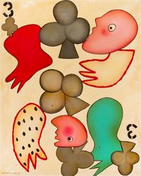 Jose de Guimares, (Portuguese, b. 1939), Three of Clubs, 1984