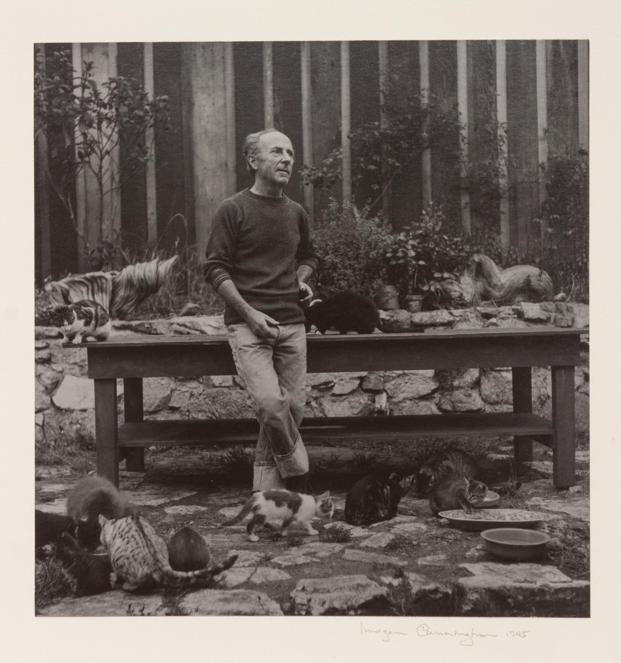 Edward Weston, Photographer, with His Cats