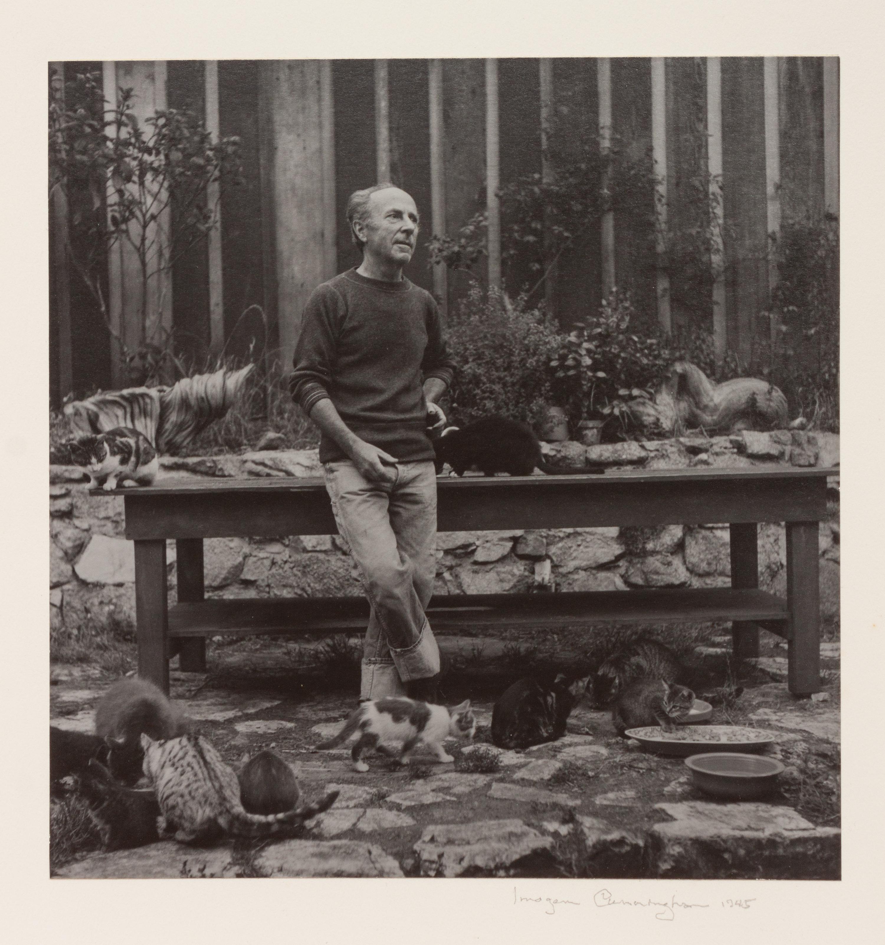 Edward Weston, Photographer, with His Cats