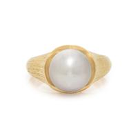 POTTER AND MELLEN, YELLOW GOLD AND CULTURED GREY PEARL RING
