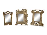 Three Art Nouveau Patinated Bronze Standing Picture Frames