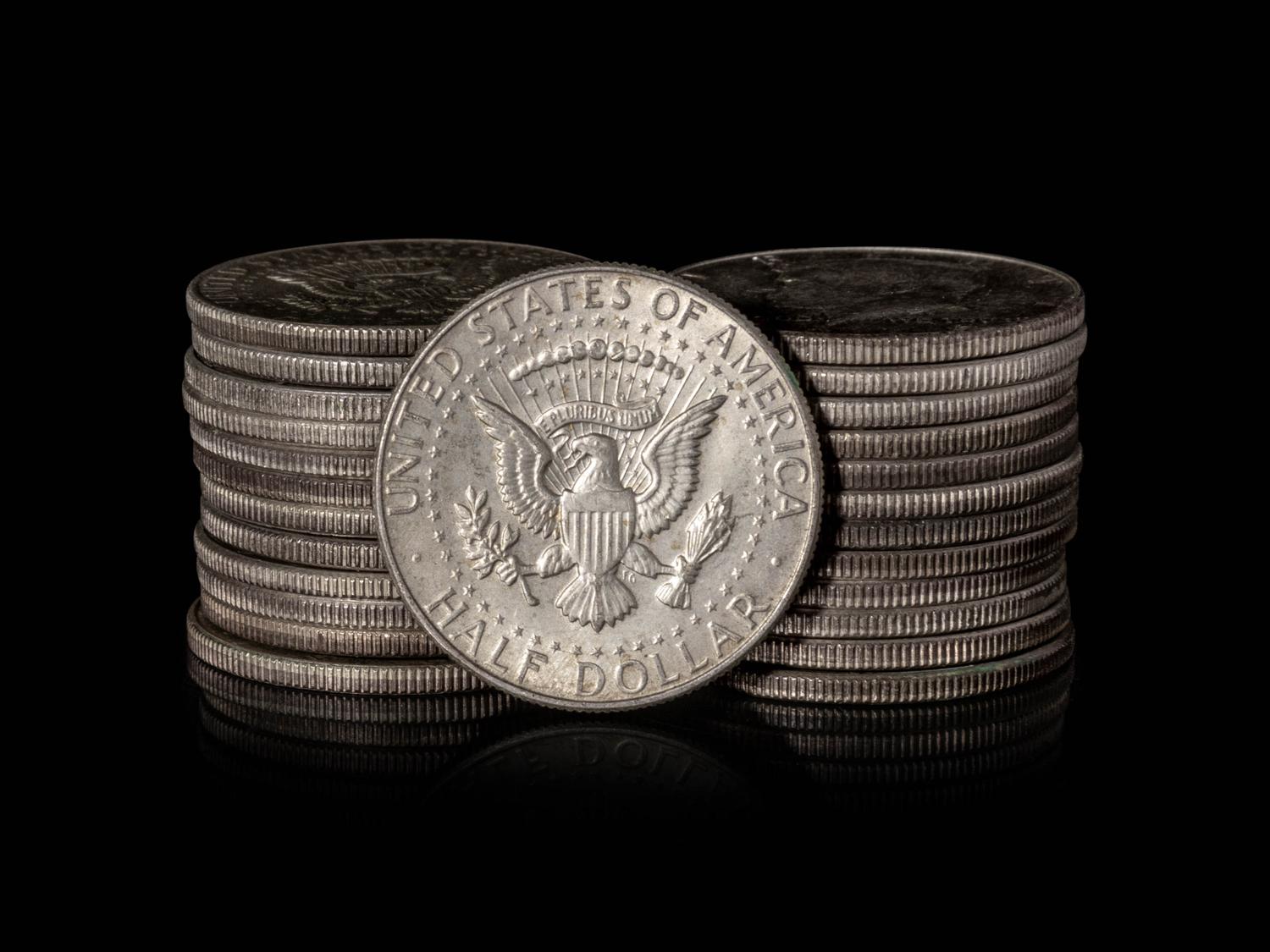 A Group of Twenty-Five Pre-1971 John F. Kennedy 50c Coins