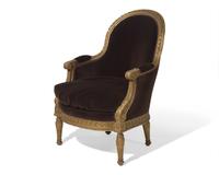A Louis XVI style giltwood bergère, probably 19th century