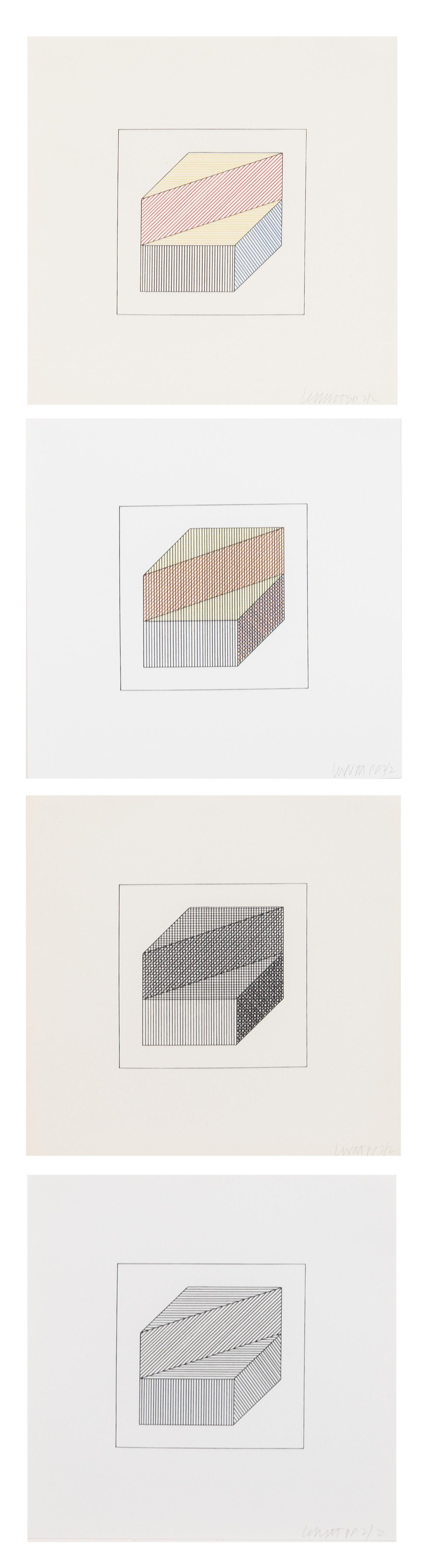 Sol LeWitt, (American, 1928-2007) , Twelve Forms Derived From a Cube, 1984 (complete portfolio of 48 screenprints with title and justif
