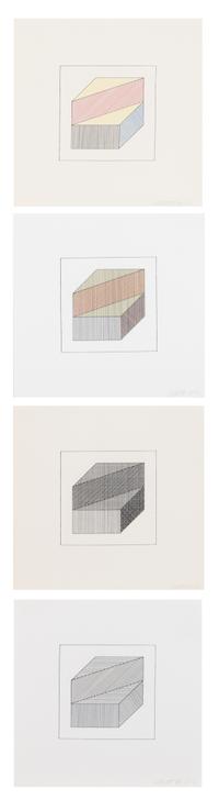 Sol LeWitt, (American, 1928-2007) , Twelve Forms Derived From a Cube, 1984 (complete portfolio of 48 screenprints with title and justif