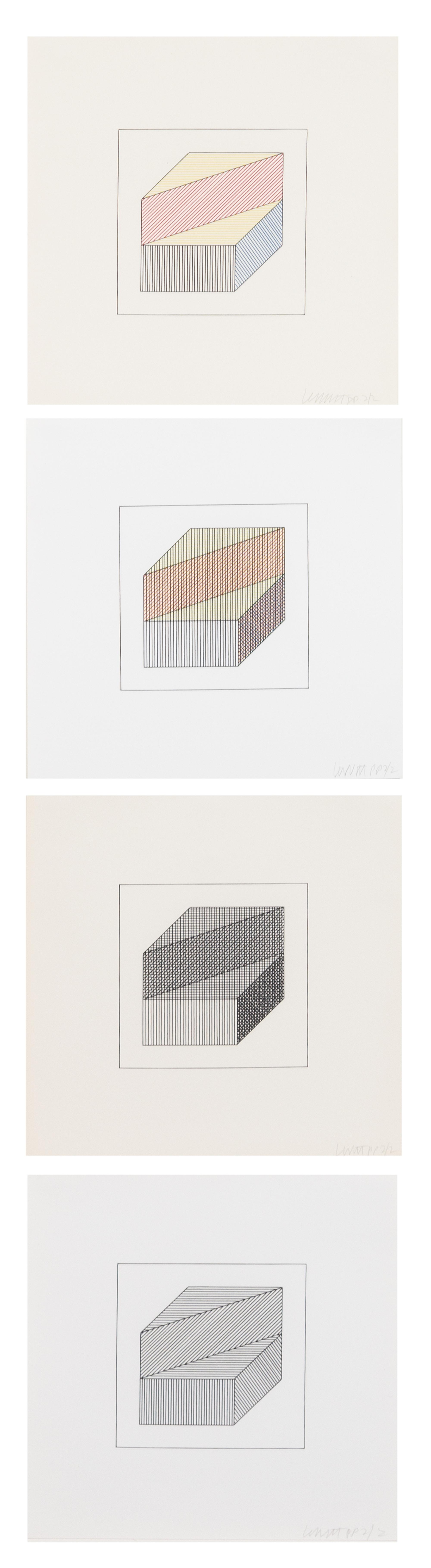 Sol LeWitt, (American, 1928-2007) , Twelve Forms Derived From a Cube, 1984 (complete portfolio of 48 screenprints with title and justif