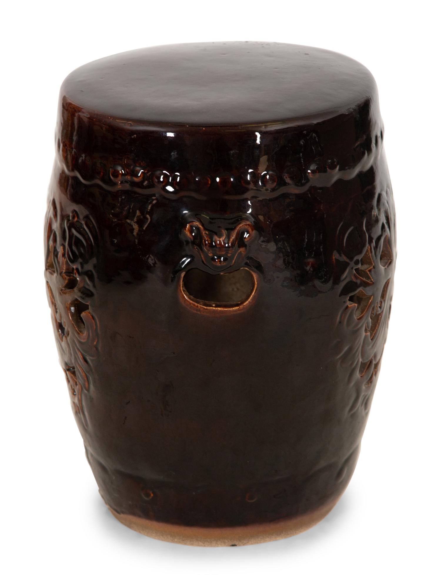 A Chinese Brown Glazed Ceramic Garden Seat — 20th Century
