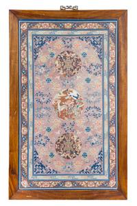 A Chinese Painted Watercolor Rug Salesman's Sample EARLY 20TH CENTURY 36 1/2 X 21 1/2 inches. — EARLY 20TH CENTURY