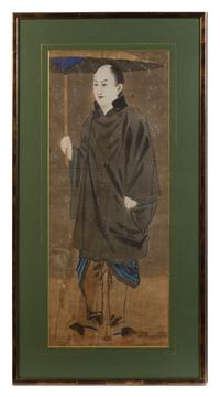 A Set of Six Japanese Paintings on Silk Each 26 1/4 x 10 1/2 inches. — 19TH CENTURY