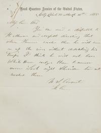 GRANT, Ulysses S. (1822-1885). Autographed letter signed ("U.S. Grant Lt. Gen."), to Edward Otho Cresap Ord, 16 March 1865.
