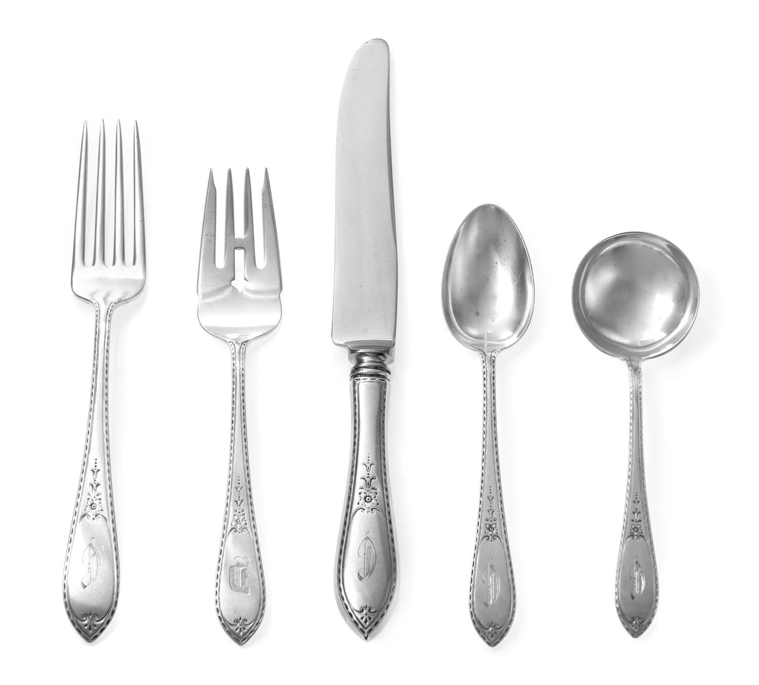 An American Silver Flatware Service, Dominick & Haff, New York, NY, Martha Washington pattern, comprising: 6 luncheon knives 6 luncheon