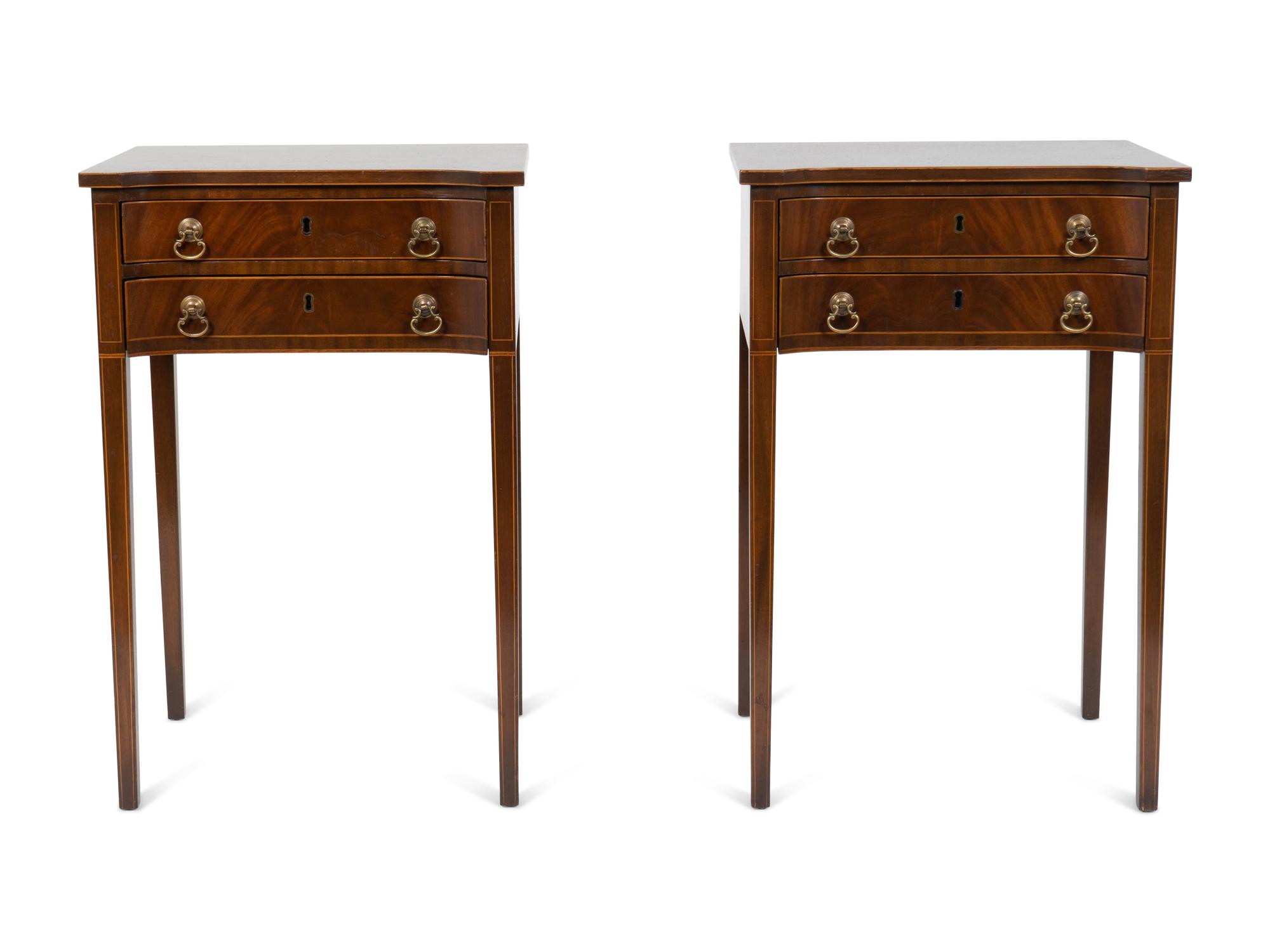 A Pair of George III Style Mahogany Side Tables with String Inlay — 19TH CENTURY