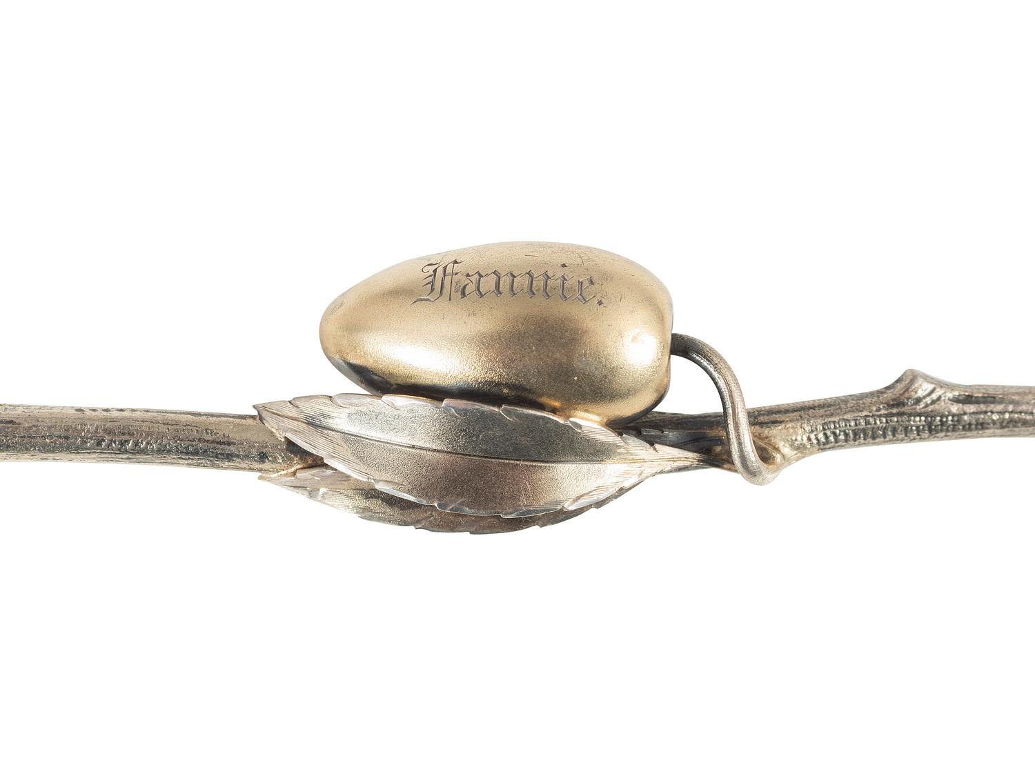 An Early Gorham Silver Olive Spoon and Seafood Forks