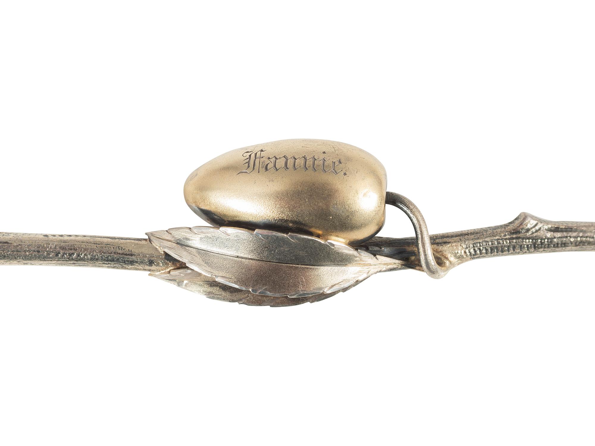 An Early Gorham Silver Olive Spoon and Seafood Forks