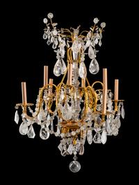 A Continental Gilt Metal and Rock Crystal Chandelier