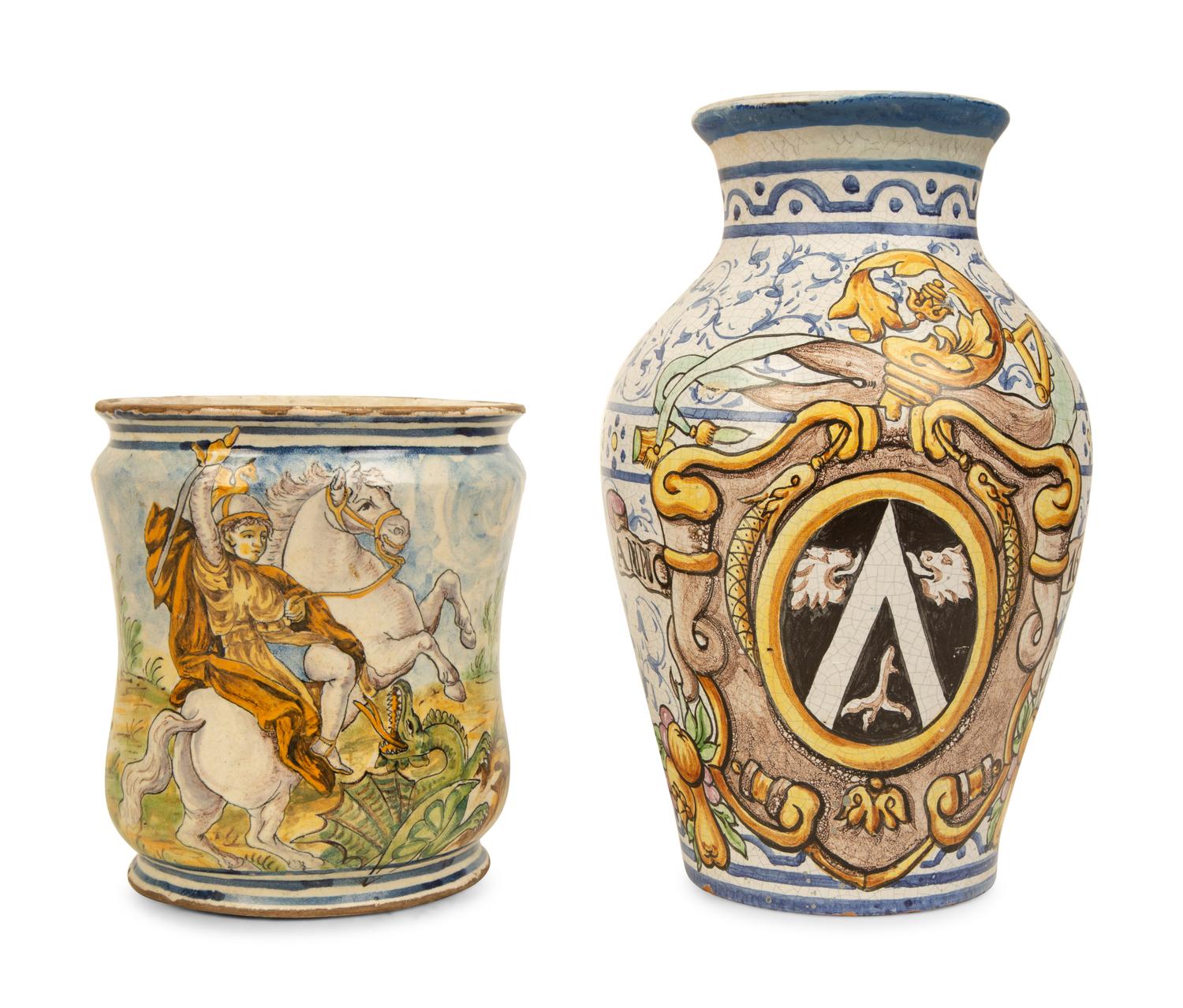 A Pair of Italian Faience Jars — 20TH CENTURY