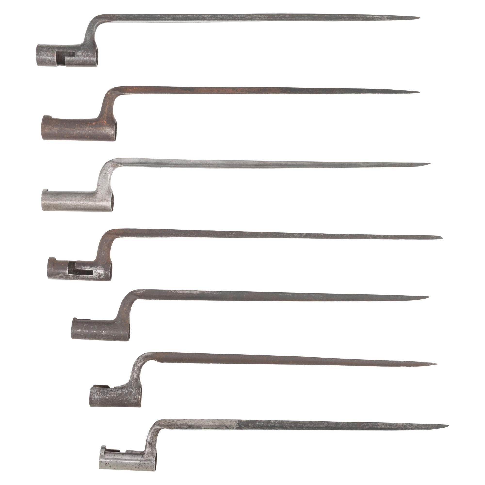 Group of 7 US Federal Era through Pre-1816 US Socket Bayonets