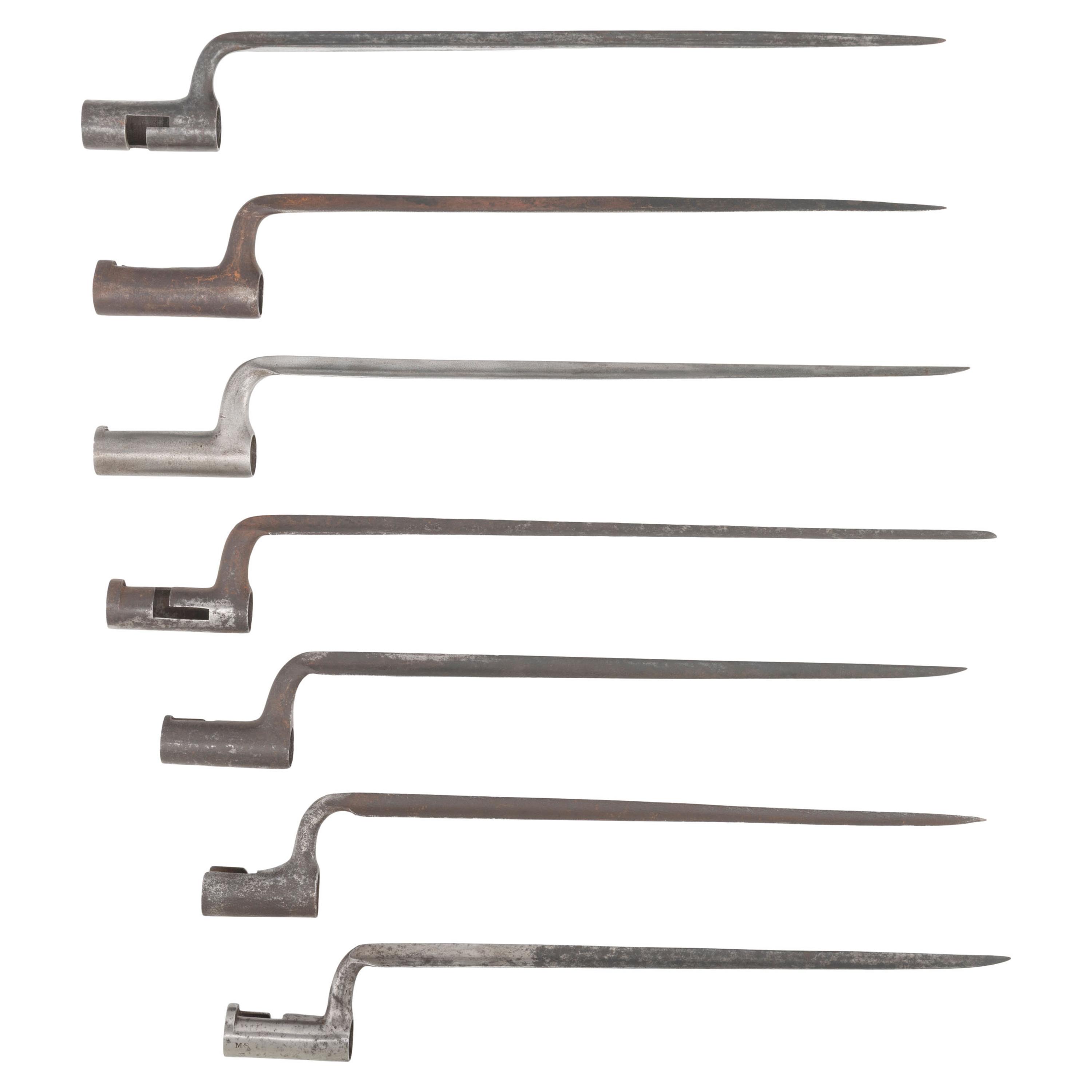 Group of 7 US Federal Era through Pre-1816 US Socket Bayonets