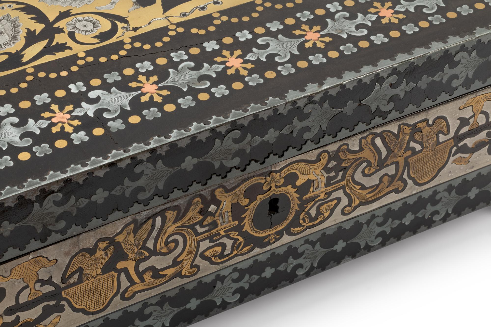 A French Brass and Pewter Inlaid Box