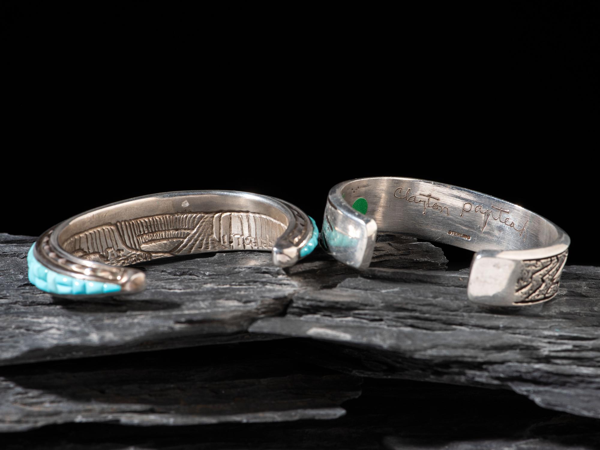 Navajo and Zuni Silver and Inlay Cuff Bracelets