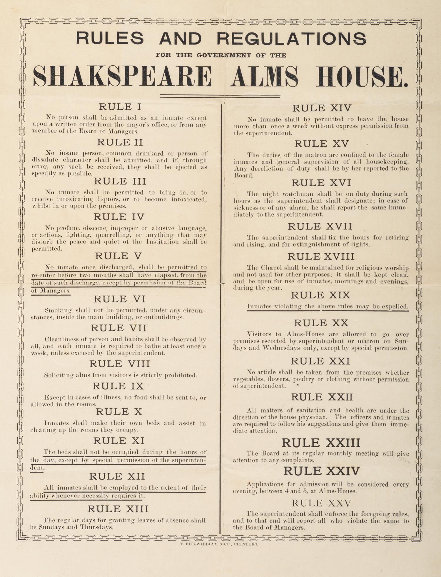 [RULES & REGULATIONS] -- [LODGING]. A group of 4 broadsides outlining rules and regulations and matters related to lodgings and other establishments.