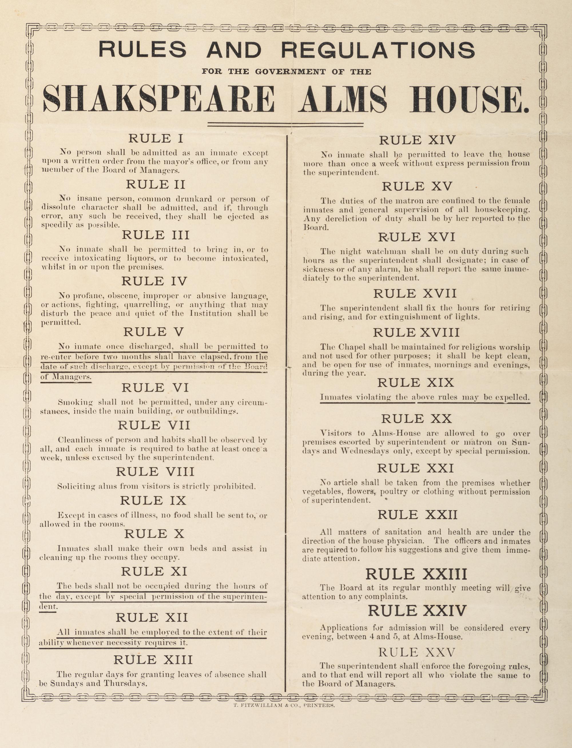 [RULES & REGULATIONS] -- [LODGING]. A group of 4 broadsides outlining rules and regulations and matters related to lodgings and other establishments.
