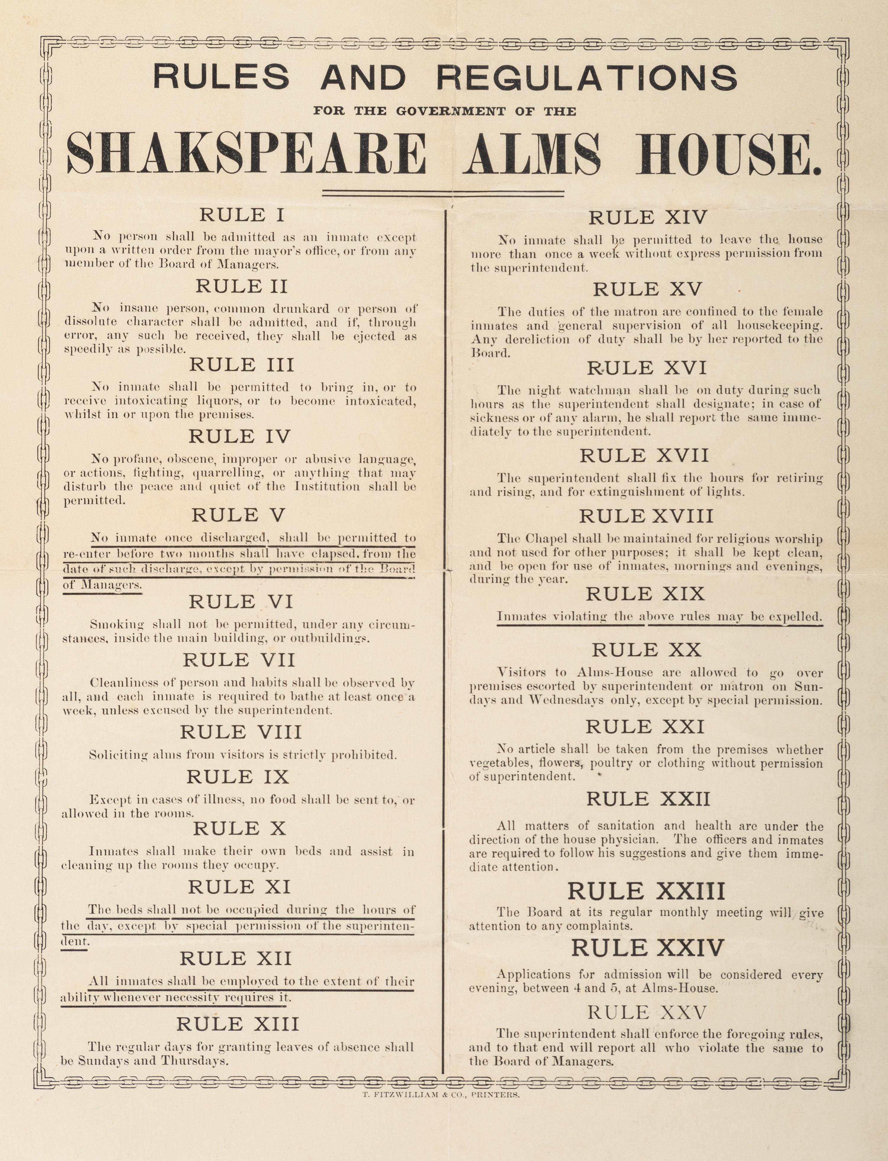 [RULES & REGULATIONS] -- [LODGING]. A group of 4 broadsides outlining rules and regulations and matters related to lodgings and other establishments.