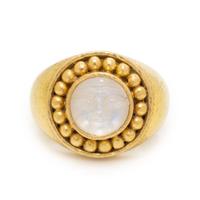 Elizabeth Locke, Yellow Gold and Carved Moonstone 'Man-in-the-Moon' Ring