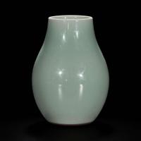 A small Chinese celadon-glazed oviform vase 粉青釉觯一件 Six-character Qianlong seal mark and possibly of the period ????? ?? ??