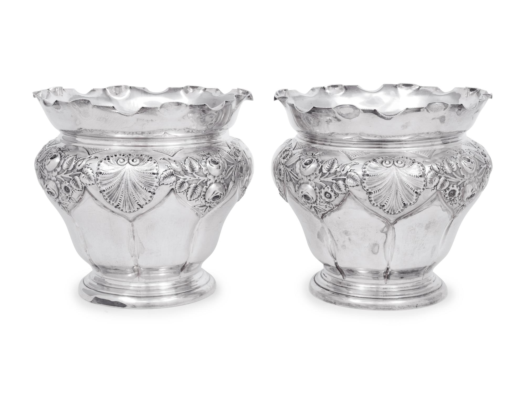 A Pair of Edwardian Silver Jardinieres