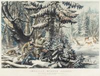 CURRIER, NATHANIEL. American Winter Sports. Deer Shooting... NY, 1855. Litho. w/hand-coloring.