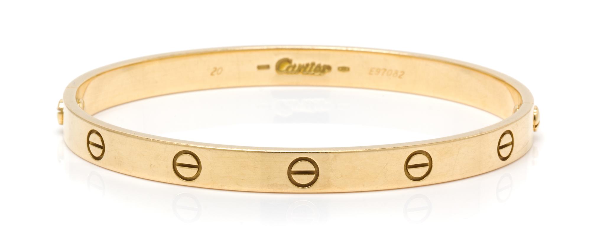 An 18 Karat Yellow Gold "Love" Bracelet, Cartier, 24.90 dwts.