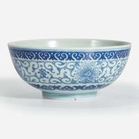 A Chinese blue and white porcelain bowl Daoguang mark and probably of the period (minyao)
