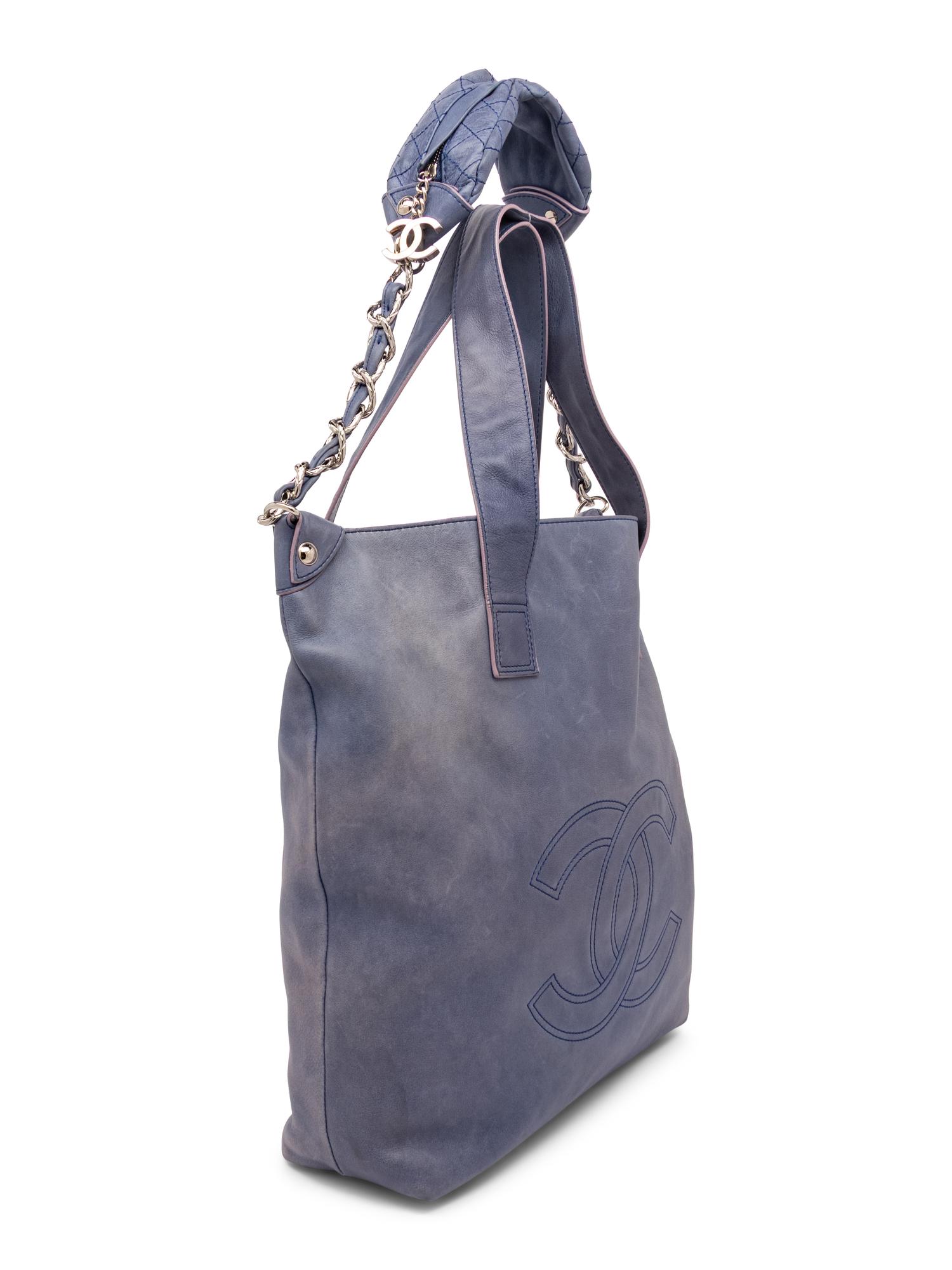 CHANEL, BLUE EDGY LAMBSKIN TOTE